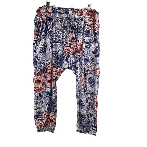 Hei Hei Anthropologie Nouveau Harem Jogger Pants‎ Size XL Xlarge  Red Blue - Picture 2 of 11